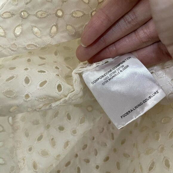 Alexander McQueen ivory eyelet cotton button down long sleeve blouse top US 10 - Picture 7 of 7